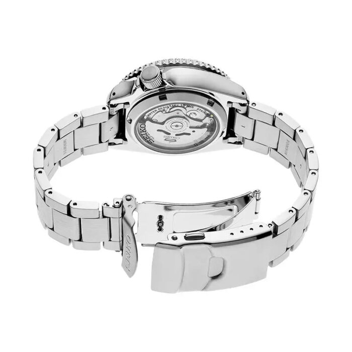 Seiko 5 Sports Double Hurricane Retro Orange Dial Silver Steel Strap Watch For Men - SRPK11K1 - Image 4